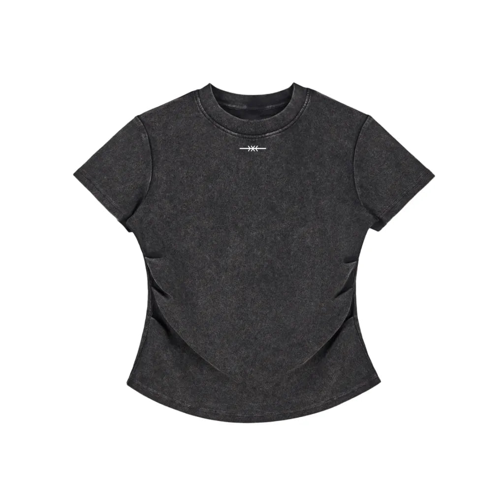Vintaged-Wash Bodycon Cotton T-Shirt