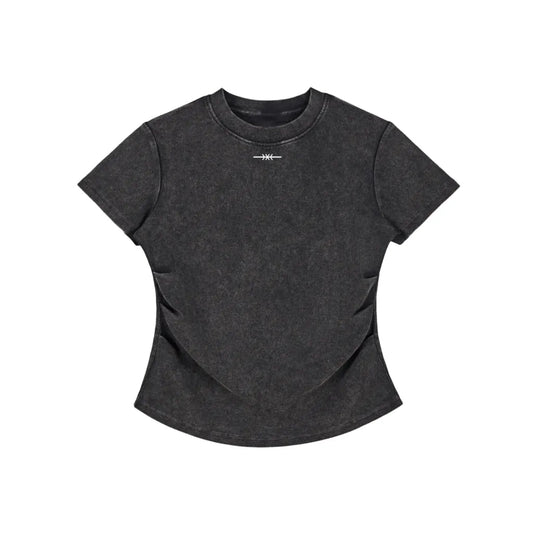 Vintaged-Wash Bodycon Cotton T-Shirt