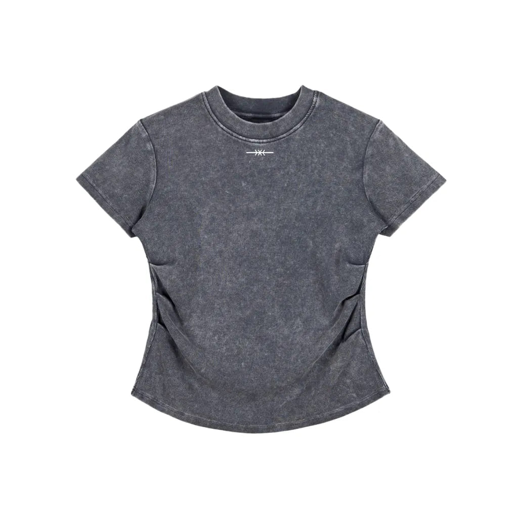 Vintaged-Wash Bodycon Cotton T-Shirt