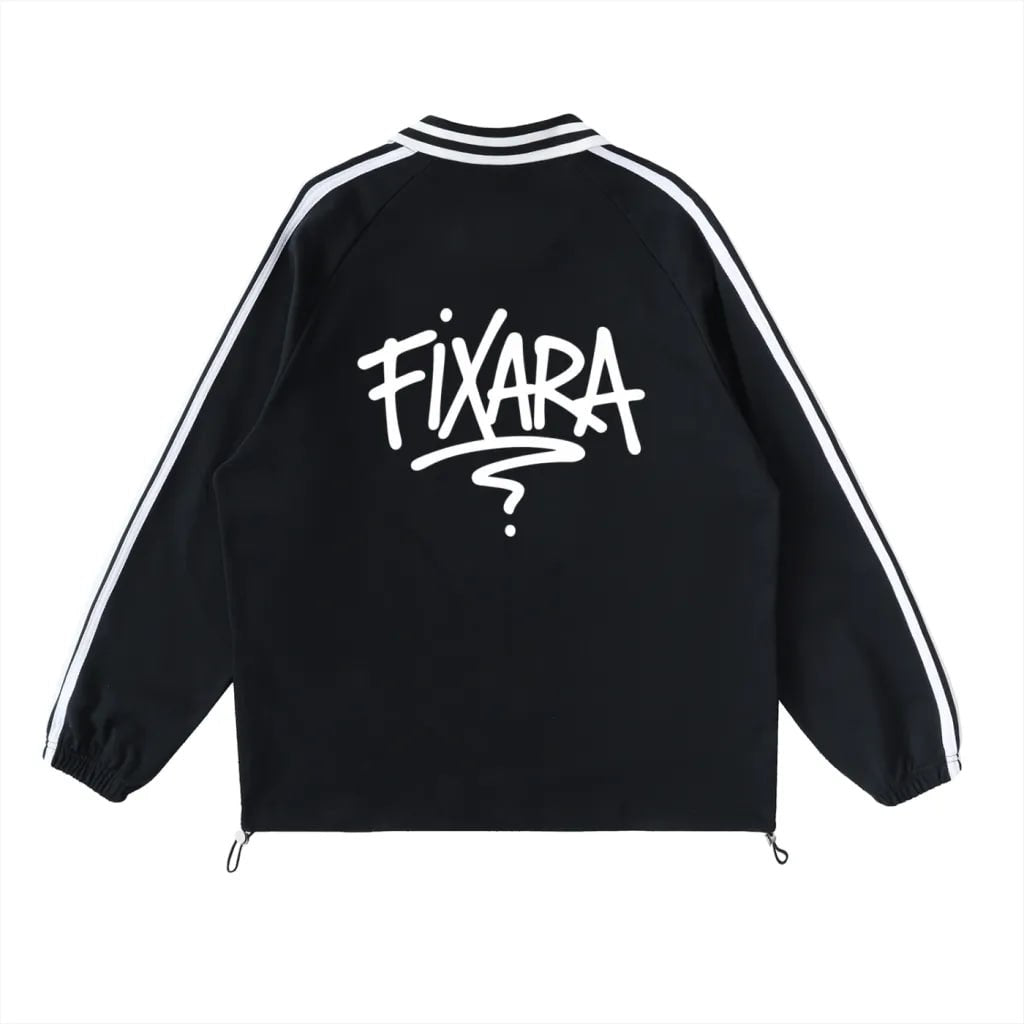 Contrast Striped Lapel Collar Sweatshirt