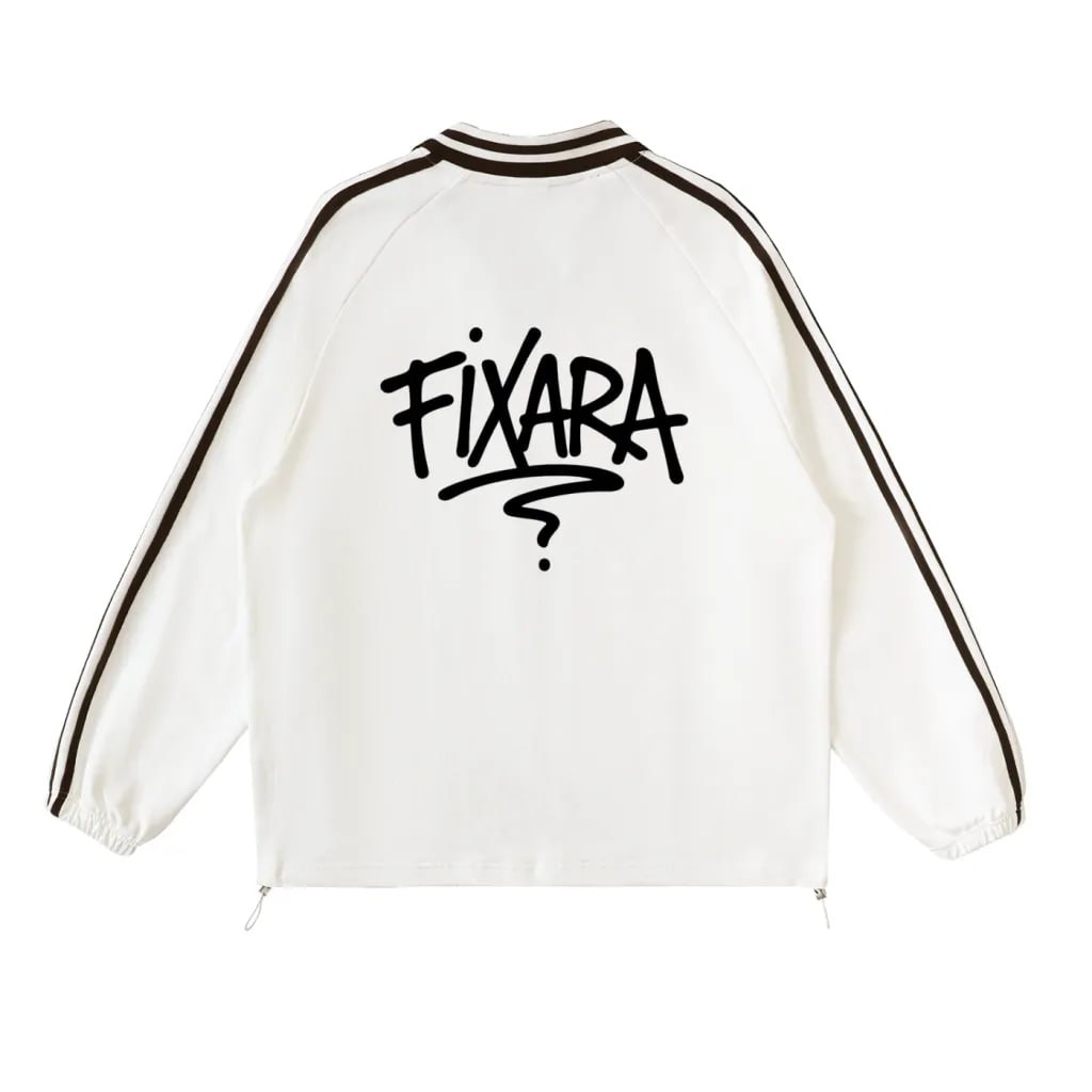 Contrast Striped Lapel Collar Sweatshirt