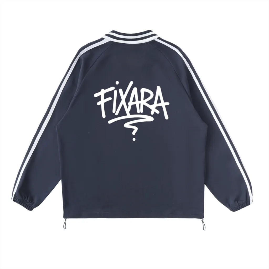Contrast Striped Lapel Collar Sweatshirt